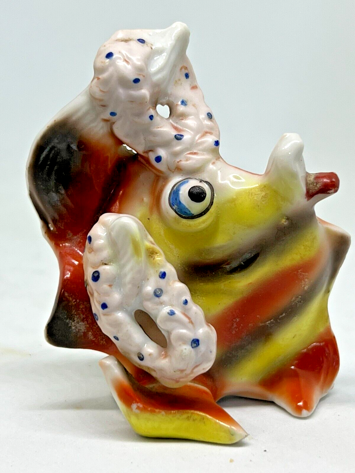 1950's Vintage ANGEL FISH & OCTOPUS Japan Bisque Ocean Aquarium Fish Tank Decor
