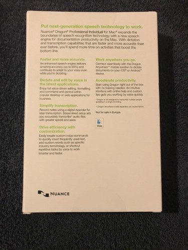 *NEW SEALED*  Nuance Dragon Professional Individual for Mac 6 S601A-GG4-6.0