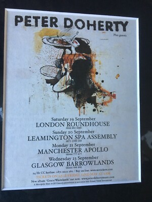 Peter Doherty Roundhouse Camden Manchester Glasgow Flyer Framed Pete Libertines