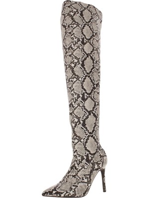 Женские серые сапоги на шпильке Rominaa с острым носком и змеиным принтом THALIA SODI, 7,5 М