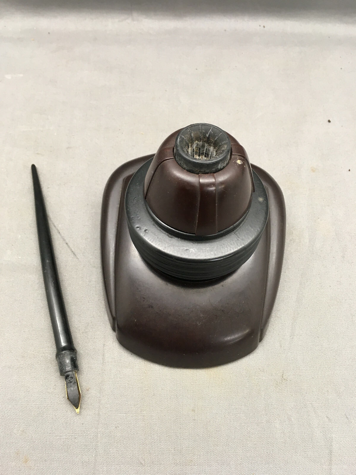 Vintage Zephyr American Corp Swivodex Ink Well Art Deco Bakelite Glass {DD465}