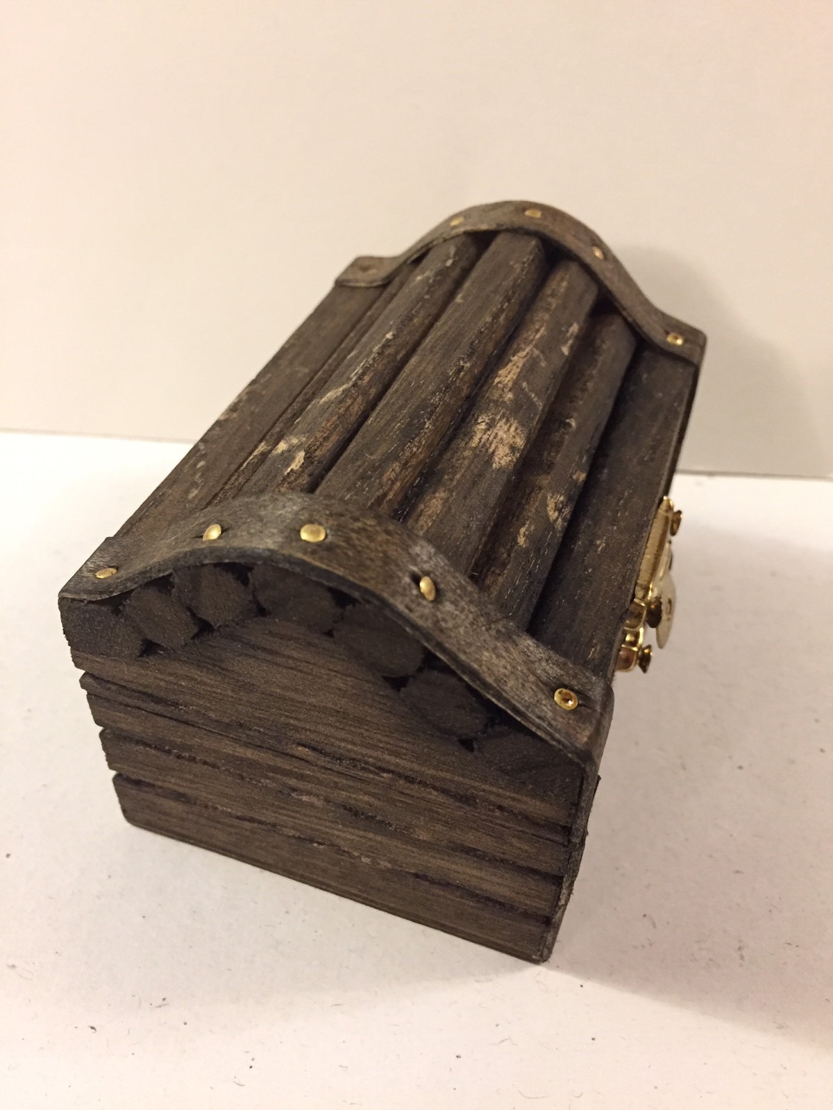 Red Felt Lined Rustic Small Treasure Chest, Ring Bearer Box, Proposal/Engagement