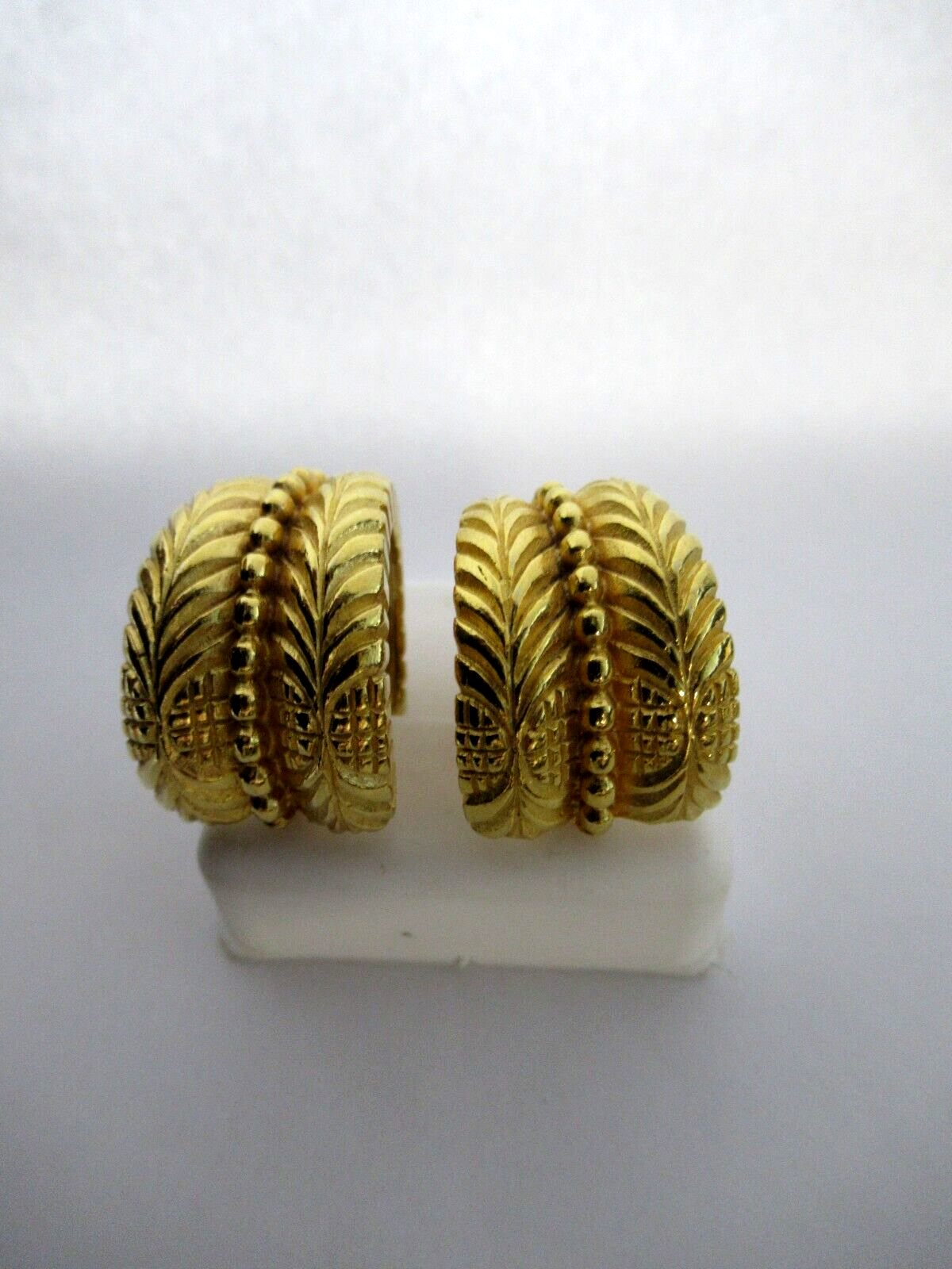 Vintage Kenneth J. Lane Gold Tone Chunky Half Hoop Earrings