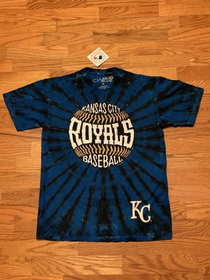 VTG Liquid Blue MLB Kansas City Royals 2 Seam Tie Dye T Shirt Rare Adult Medium