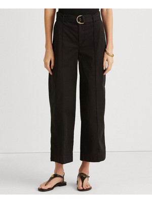 

LAUREN RALPH LAUREN Женские черные укороченные широкие брюки со съемным поясом, Черный, 200876606003