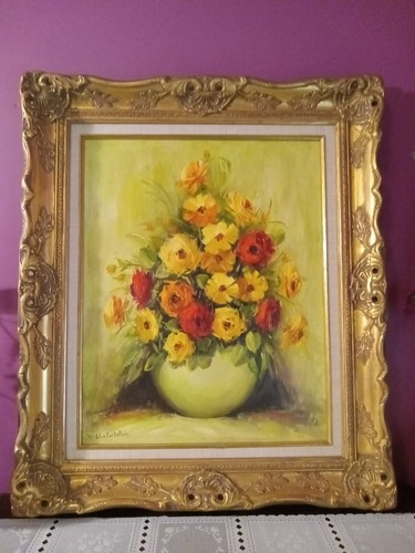Vintage Original Oil On Canvas Still Life Signed M. Winterbottom