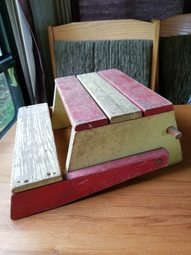 Antique Toddler Wooden Stepstool Chair Puppy Duck Decal