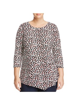 

Женский черный топ с асимметричным подолом и рукавом 3/4 VINCE CAMUTO Plus