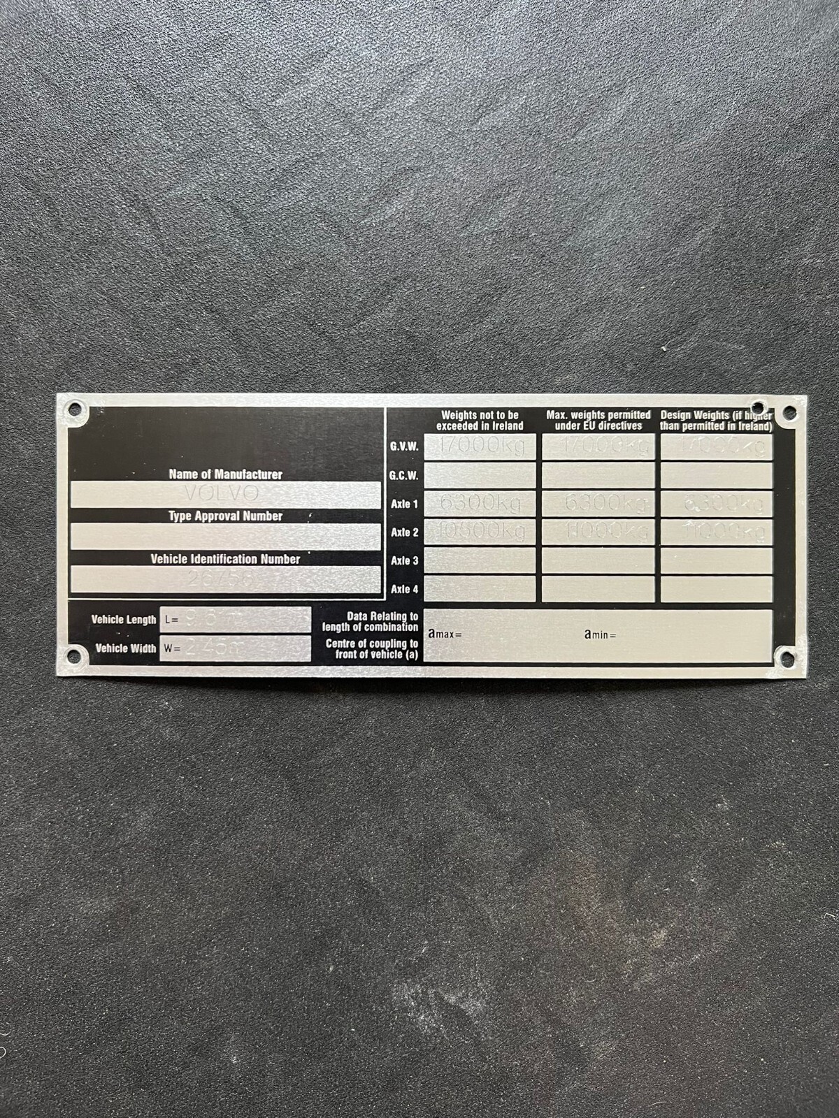 Dublin Bus Atha Cliath Volvo Olympian 96-D-297 RA297 Chassis Body Plate Badge