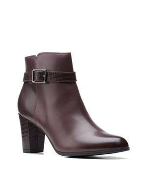 

КОЛЛЕКЦИЯ CLARKS Женские бордовые кожаные ботильоны Alayna Juno с круглым носком, размер, Maroon, 26152979