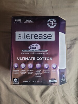 ALLER EASE ULTIMATE ZIPPERED MATTRESS PROTECTOR, QUEEN /WHITE
