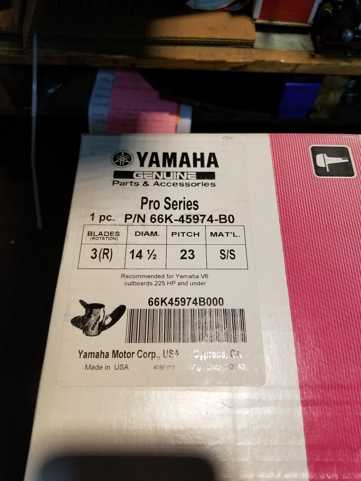 Yamaha Pro Series Boat Propeller 66K-45974-B0 | 14 1/2 x 23 P Stainless - Picture 1 of 6