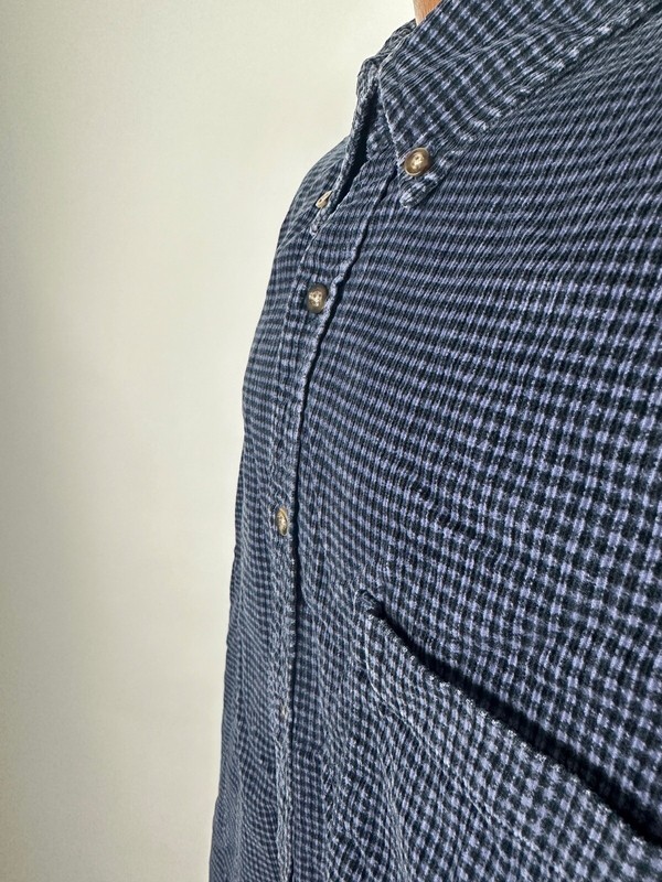Vintage 90s Eddie Bauer Corduroy Shirt Men XL Blue Check