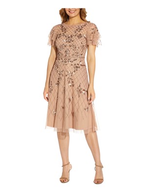 

ADRIANNA PAPELL Женское розовое платье длиной до колена с развевающимися рукавами на подкладке + расклешенное платье, Розовый