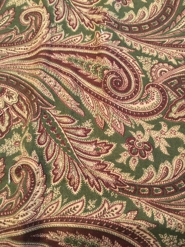 Vintage Paisley Print Fabric Cranston Print Works 2 Yds 42 Wide Green & Purple