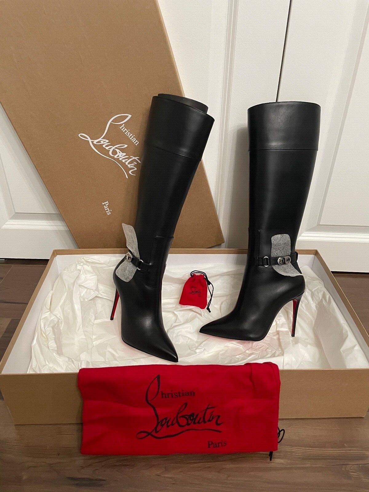 Christian Louboutin- Lock Kate Botta Leather Red Sole Boots