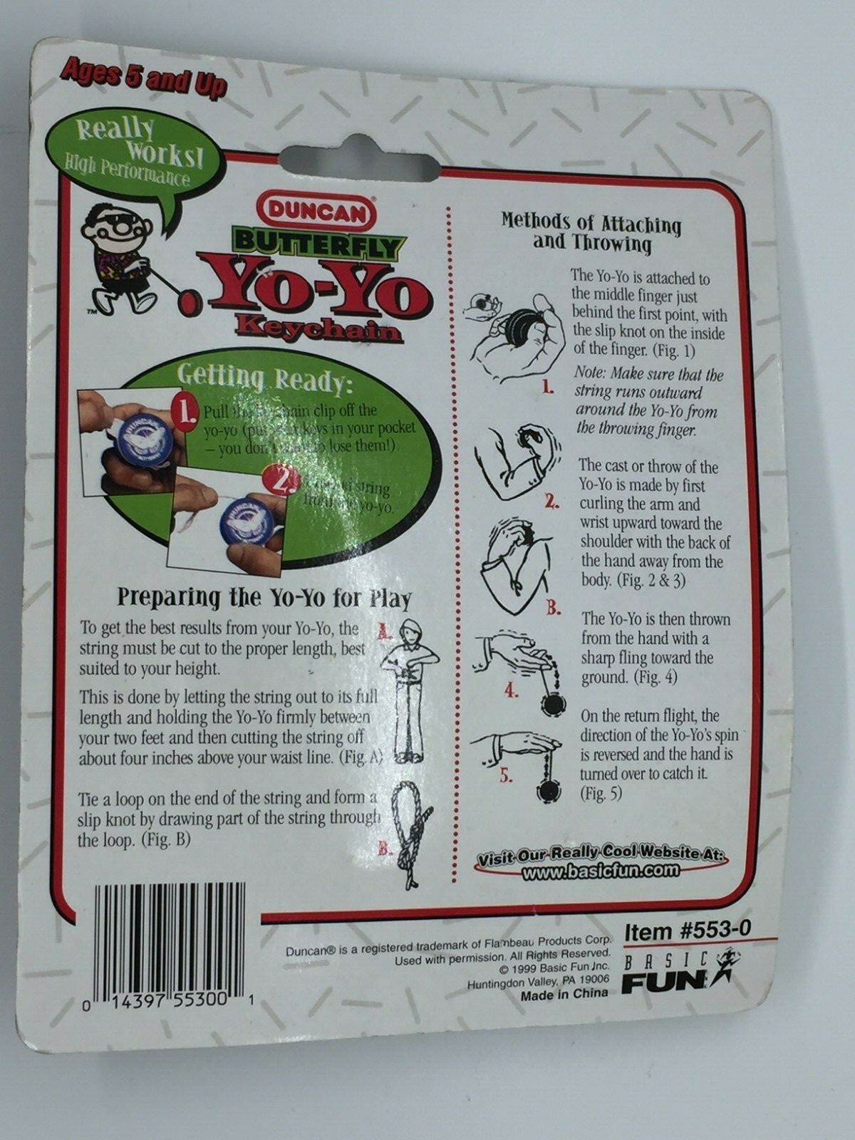 Vintage Duncan Green Butterfly Keychain Mini Yo-Yo MOC