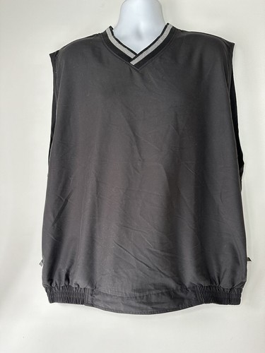 Men's Black V-neck Pullover Windbreaker Vest Size Xxl