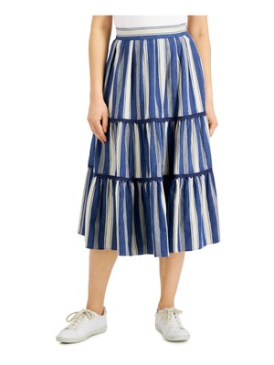 

WEEKEND MAX MARA Женская синяя кружевная юбка-трапеция миди без подкладки с карманами и молнией, Синий