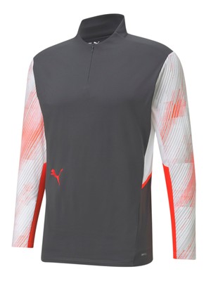 

PUMA Мужская серая рубашка с длинными рукавами и воротником-стойкой с молнией на четверть, стрейч, Серый, 65721141