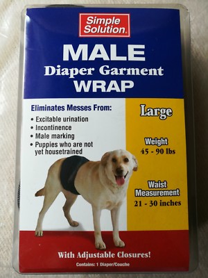 Simple Solution Diaper Garment for Large Dogs-Fits:35-55 lbs,Waist  20-27 Inches