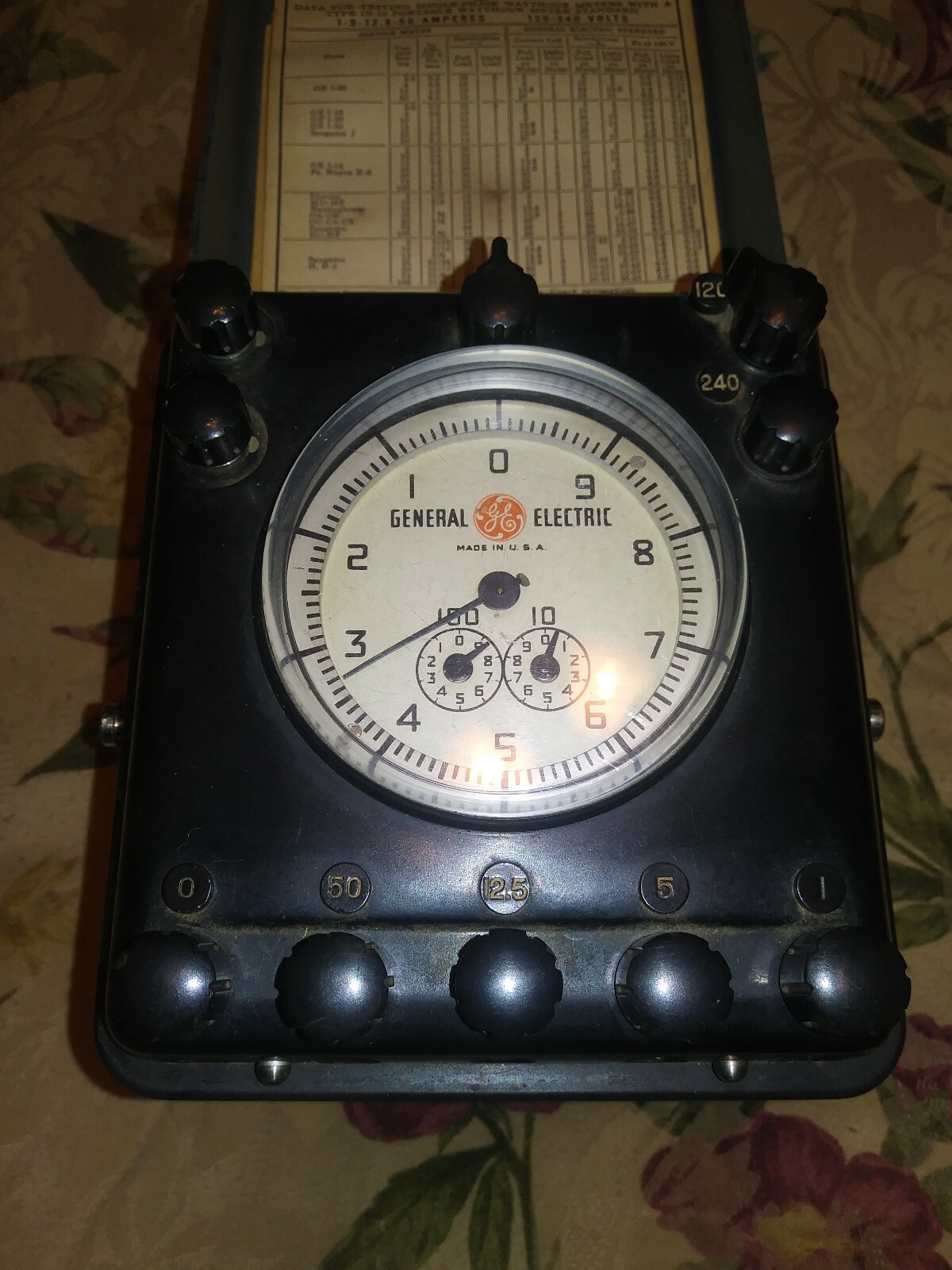 Vintage portable GE Watthour Meter