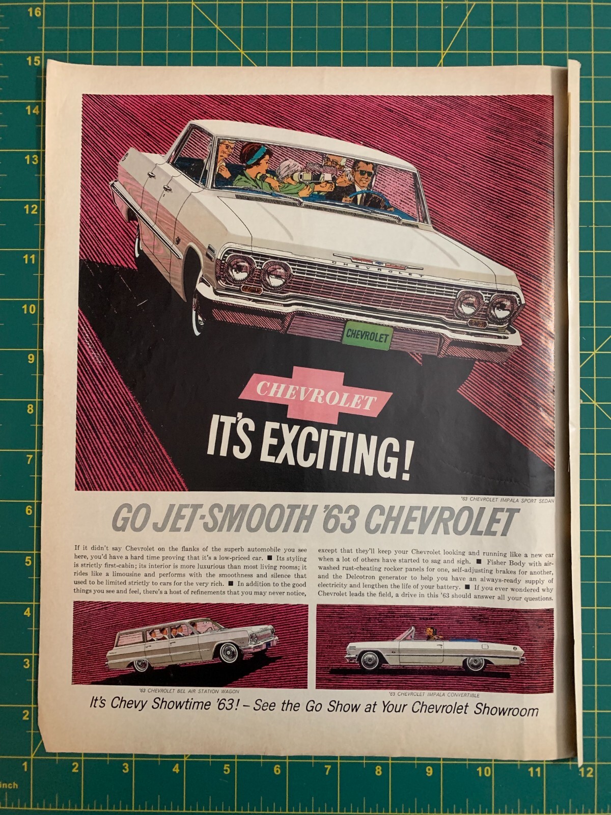 1962 Vintage '63 Chevrolet Bel Air Station Wagon Impala Convertible Print Ad K1