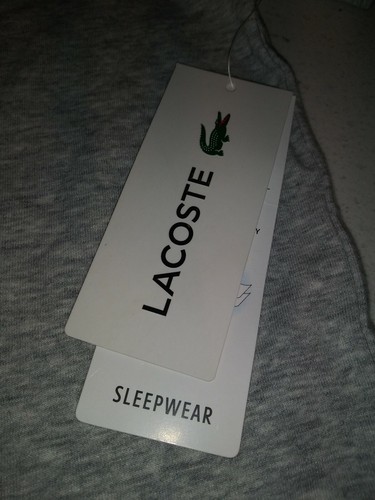 NWT Mens Lacoste Croc Logo Short Sleeve Moisture Wicking Sleepwear T-Shirt Gray