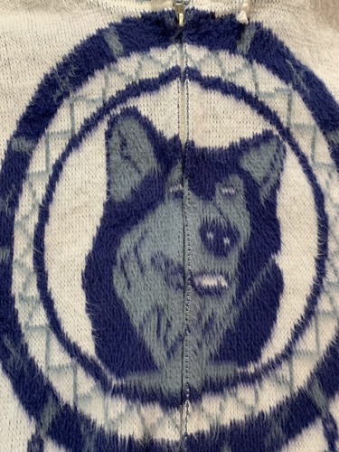 VTG YARI Artesanias Wool Hooded Zip Up Sweater Jacket Wolf Wolves Dream Catcher