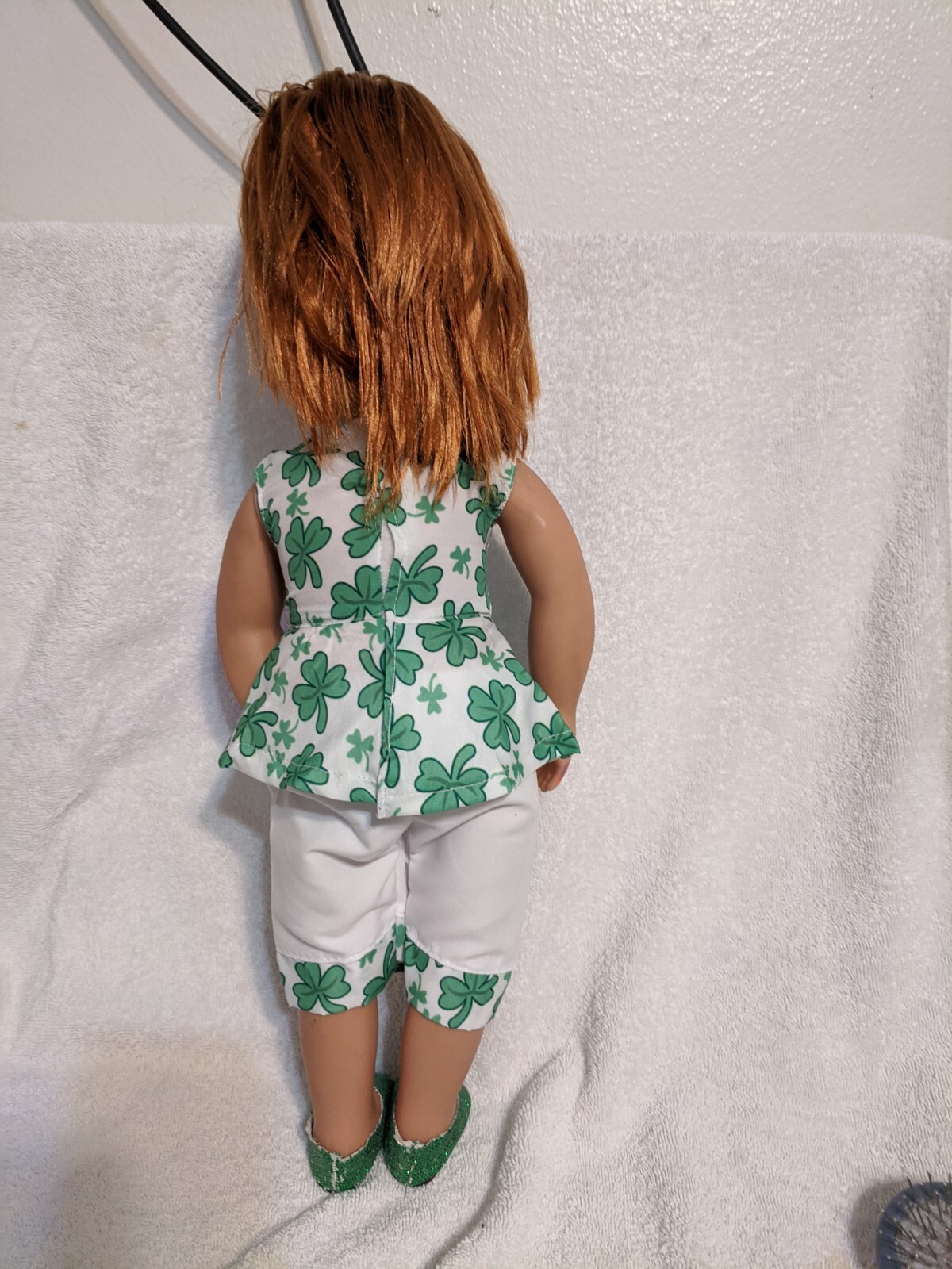 OUR GENERATION 18" DOLL RED HAIR BROWN EYES OUTFIT & GREEN SHOES