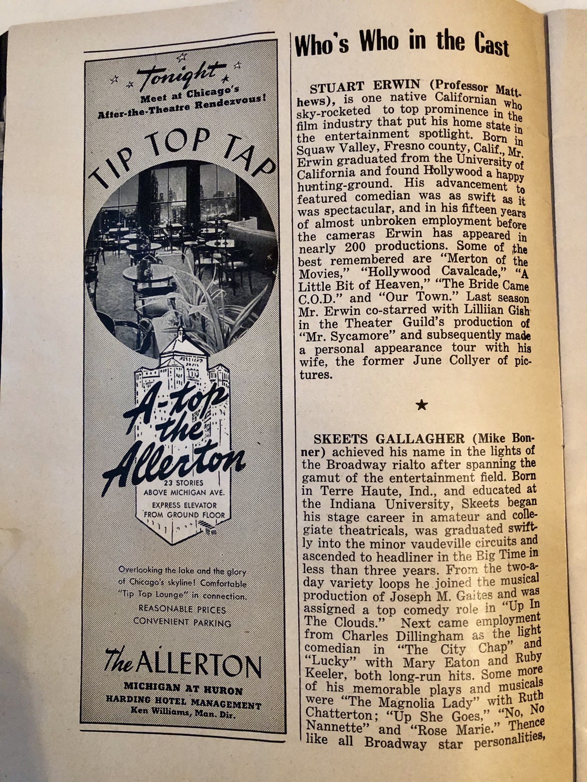 Vintage Chicago Stagebill Good Night Ladies Blackstone Theatre 1942