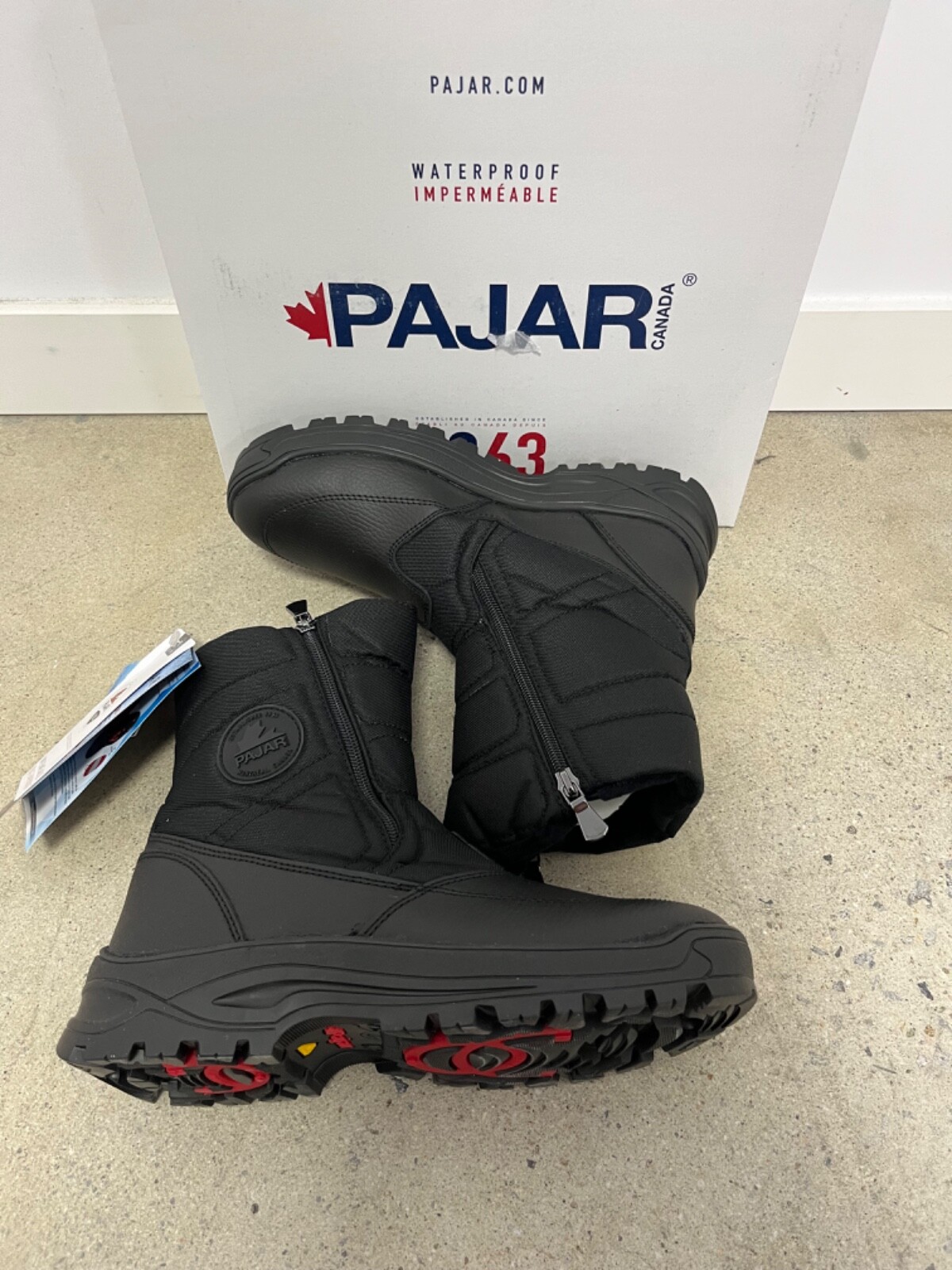 Pre-owned Pajar Men's Mirko Zip Up Boot W/ Ice-gripper Black All Sizes