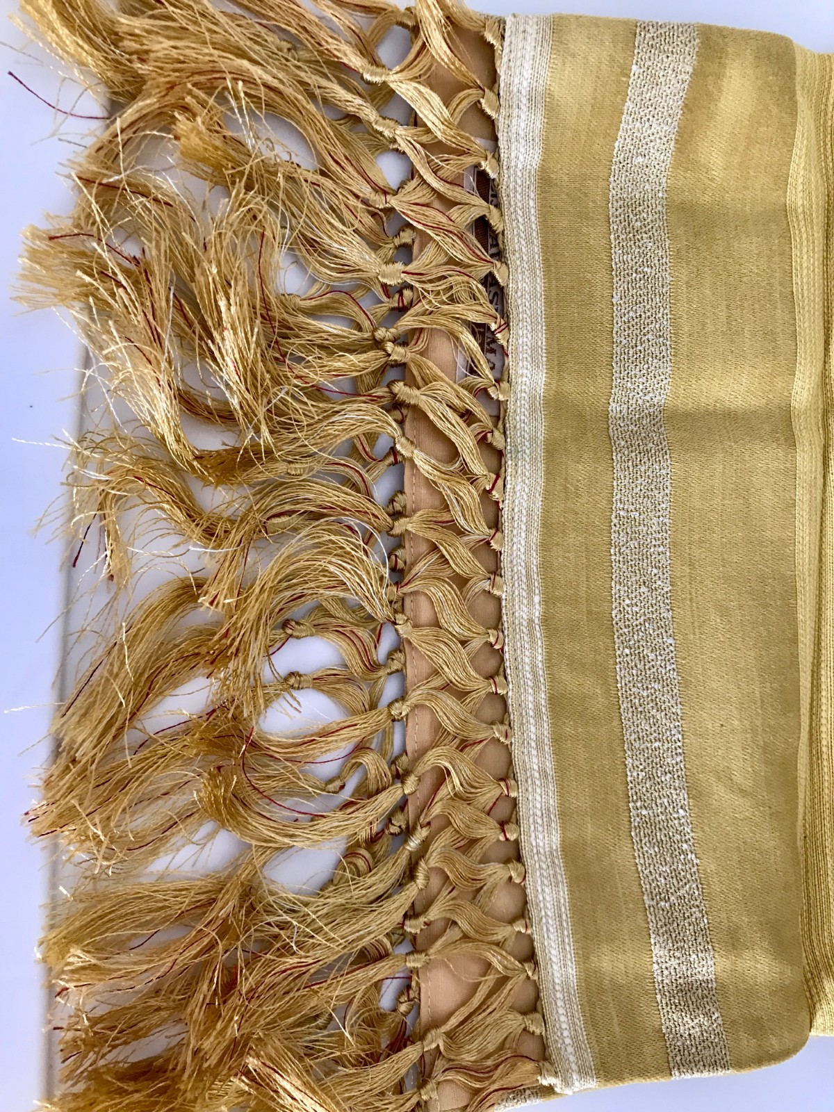 Antique silk mat tea ceremony bright gold runner Kawashima kyoto
