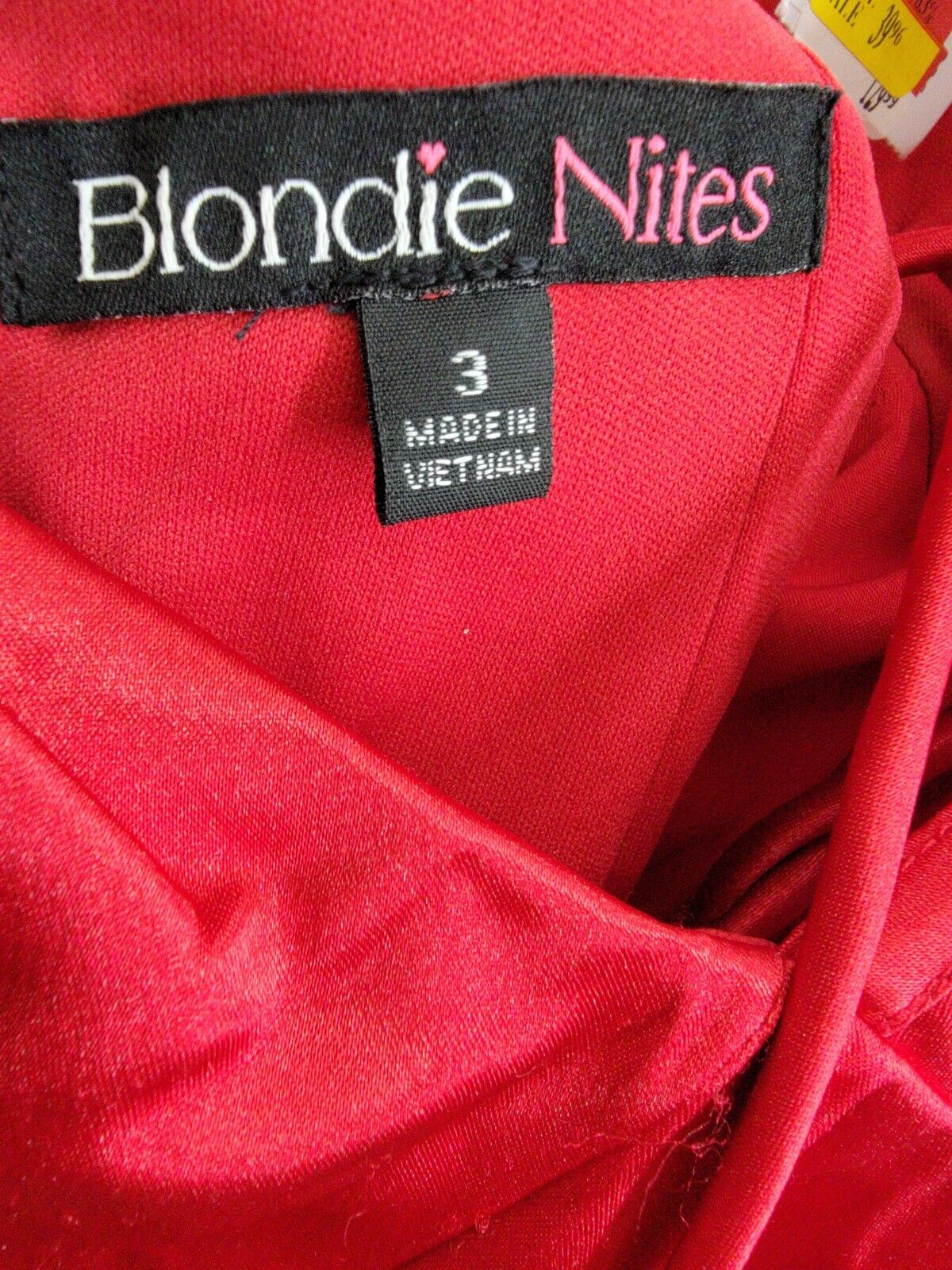 Blondie Nites Draped Lace-Up Satin Gown Juniors' 3 Red Back Lace Zip Closure - Picture 8 of 15