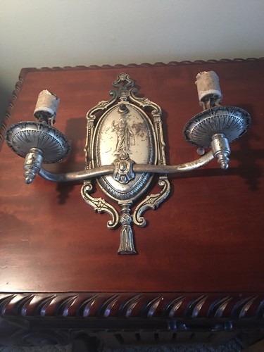 Vintage Double Sconce Light Fixture Lion