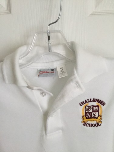 Challenger School White Uniform Polo Shirt Size Youth XS (5-6)