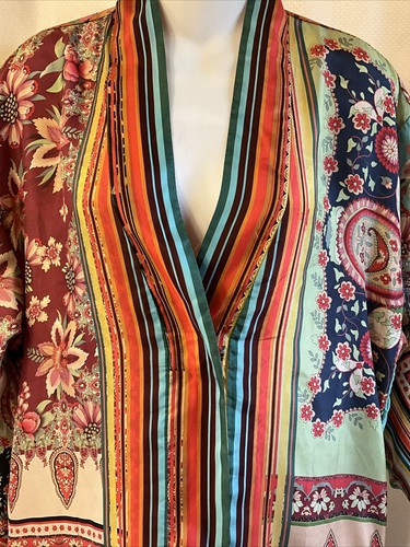 Pre-owned Johnny Was Silk Journey Kimono Nwt$515 Xsmall Scarf Prints Reversible In Multicolor