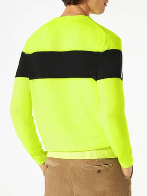Pre-owned Mc2 Saint Barth Man Sweater With Apres Ski Lettering In Yellow