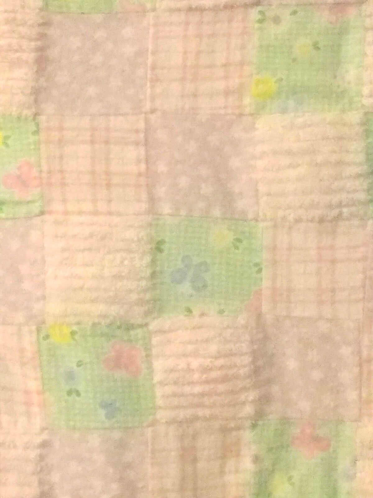 HANDMADE PATCH QUILT TIED KNOT BORDER PINK / GREEN QUILT 36