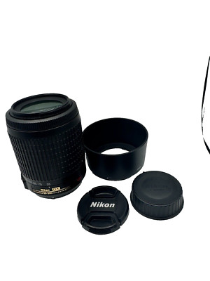 Nikon DX AF-S VR Nikkor 55-200mm G ED lens Hood Caps Good Cond.