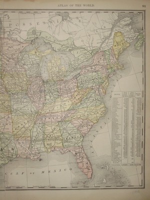 1888 UNITED STATES ANTIQUE MAP Rand McNally Atlas 21 x 14 Original