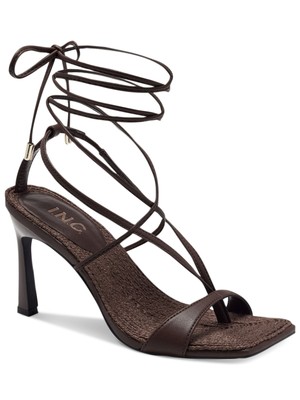 INC Womens Brown Strappy Sawyer Square Toe Stiletto Heeled Thong Sandals 6 M