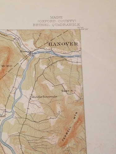 1912 topography map state of Maine Oxford County Bethel quadrangle 20x16.5