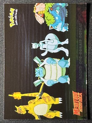 1998 Topps Pokemon Round One Equals Defeat #26 Foil Mewtwo Strikes Back Blue SP