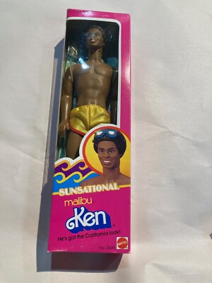 1983 SUNSATIONAL MALIBU KEN BLACK AMERICAN #3849 NRFB BY MATTEL COLLECTABLE