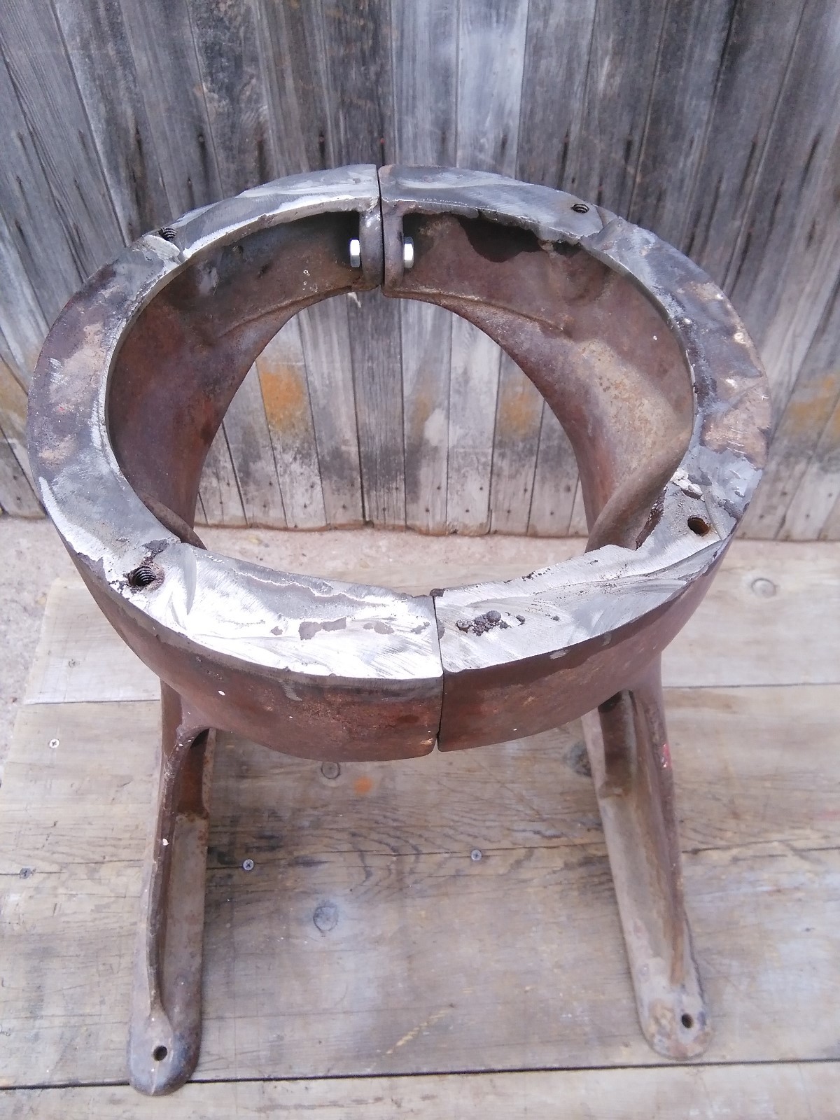 Antique Cast Iron Machine Stand 2 Piece Bolt Together Table Base Anvil Stand