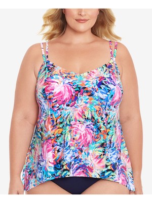 

SWIM SOLUTIONS Женский разноцветный топ-танкини с длинным платком и подолом Магнолии, Синий