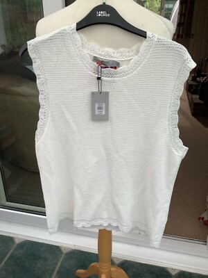 new tags Oasis XL white fine knit tanktop sleeveless jumper