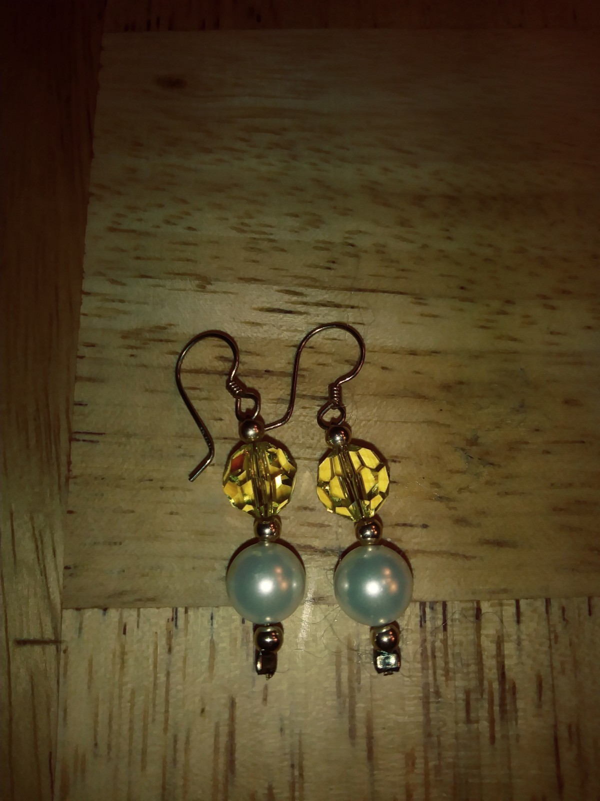 10 kt Women's Set Necklace  Bracelet & Earrings Pearl 2 tones and crystals NEW