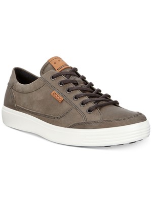 

ECCO Mens Grey Logo Soft 7 Round Toe Кожаные кроссовки на платформе с круглым носком, Серый, 430304